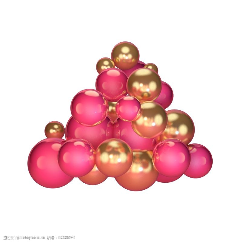 3d圣诞节C4D立体圣诞节粉金风格装饰元素球