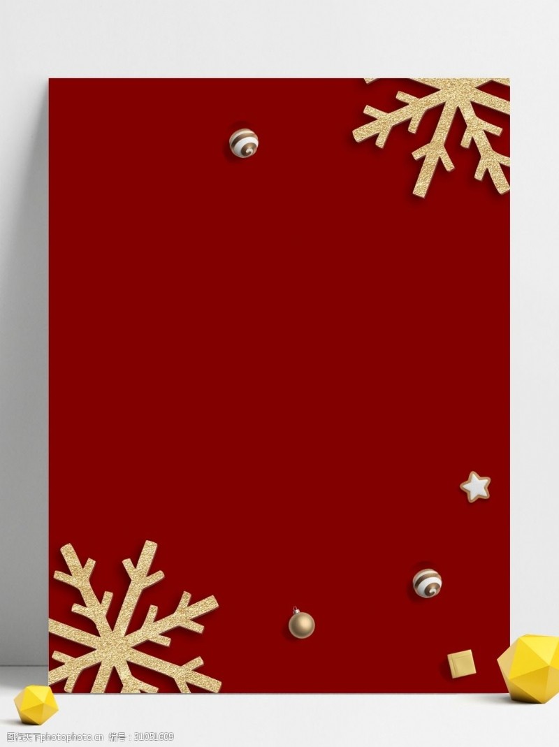 圣诞节展板简约红色雪花圣诞节背景设计