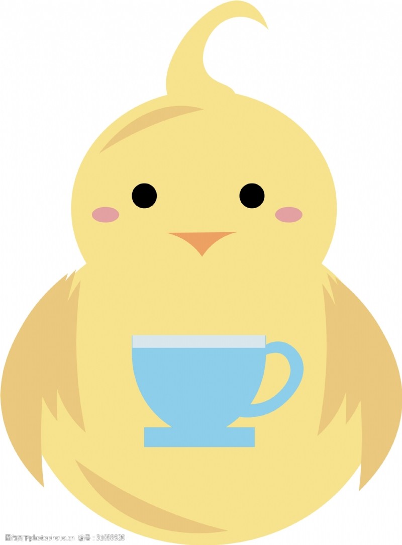 蓝色茶杯小鸡卡通图案logo