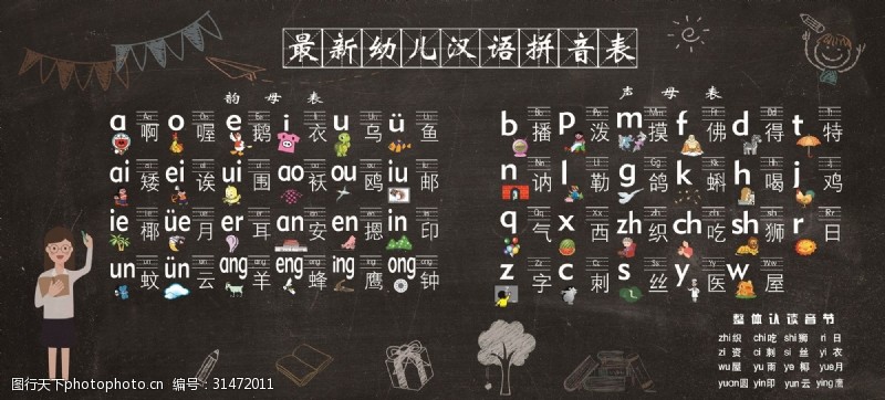 最新幼儿汉语拼音表创意海报