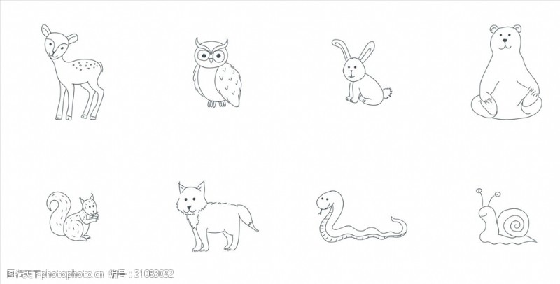 猫头鹰涂鸦线条简笔画卡通动物图案
