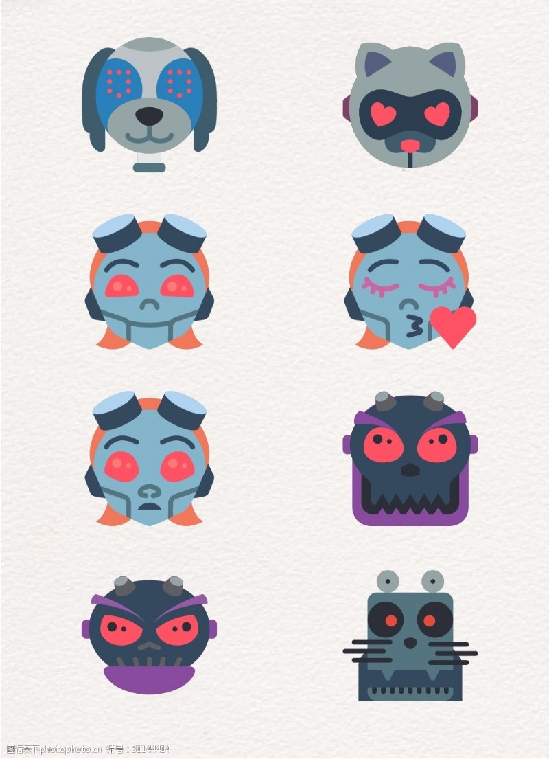 花痴8组机器人表情包设计元素