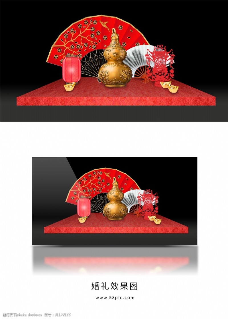 宝葫芦红色系迎新年中式古典模型