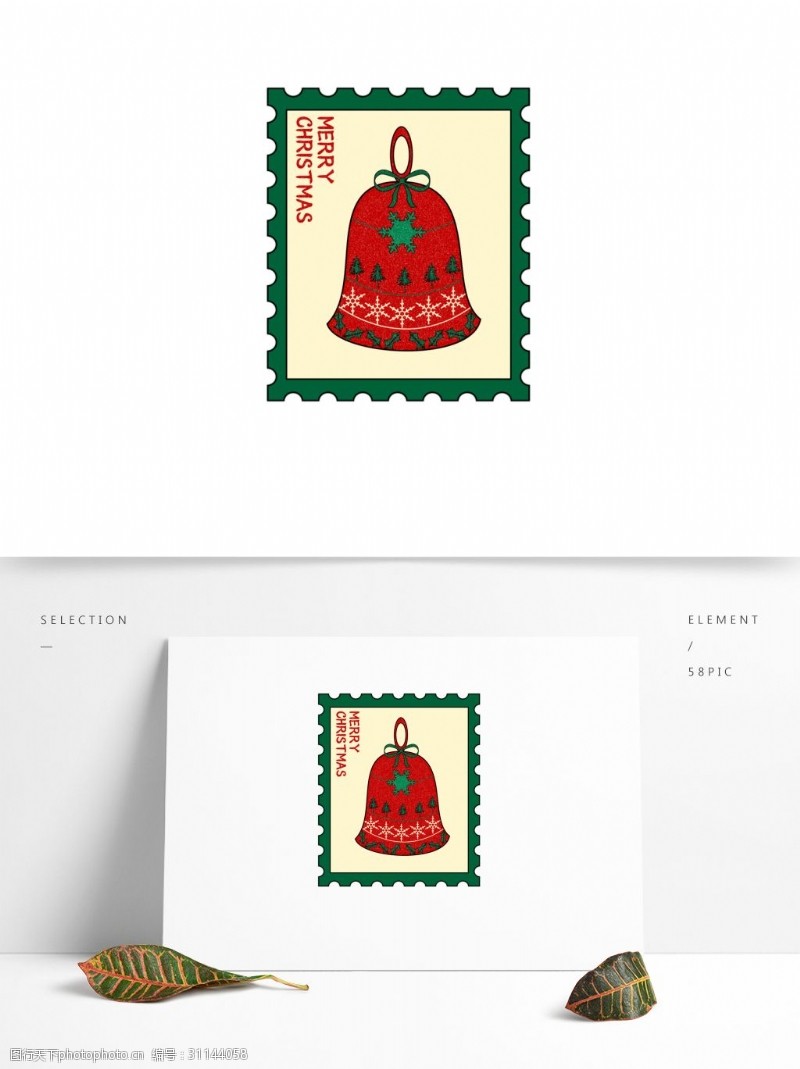贴纸邮票圣诞节邮票小贴纸圣诞小元素设计