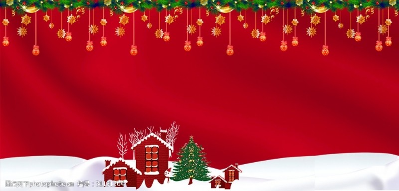 圣诞展架淘宝天猫圣诞杰红色背景素材