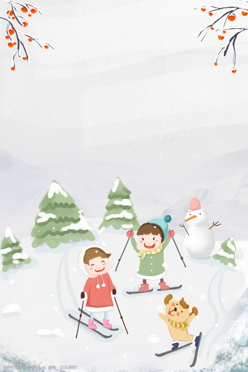 儿童冬令营冬令营滑雪海报下载