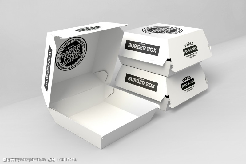 汉堡快餐纸盒包装盒样机模板