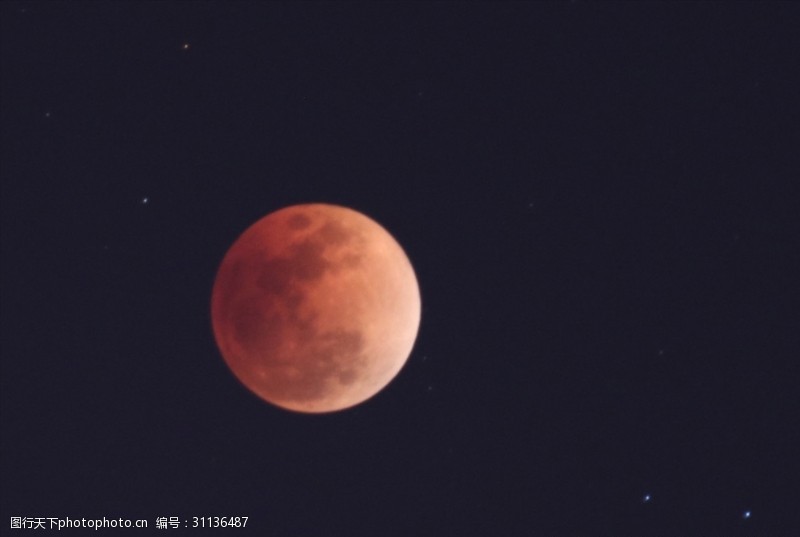 美丽迷人红色的月亮月全食