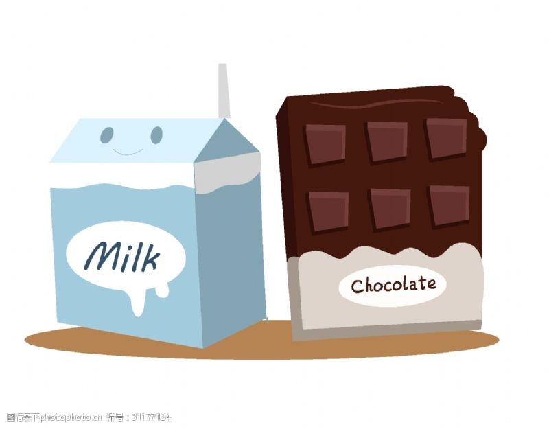 卡通母牛卡通牛奶巧克力元素