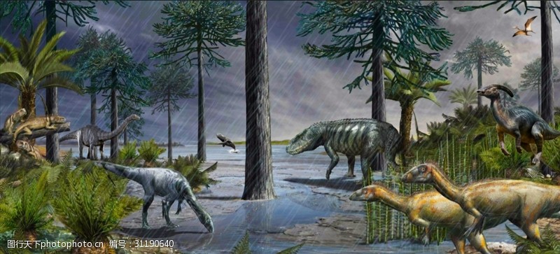 抽象手绘恐龙背景墙