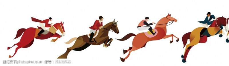 骑马插画插画赛马