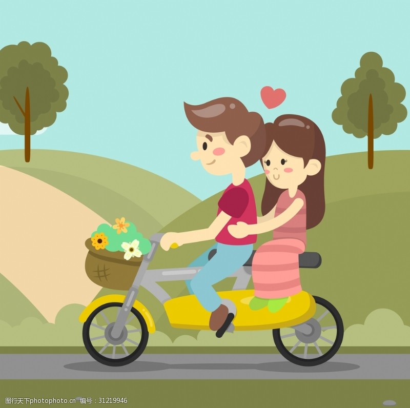 家庭婚姻情人节骑车情侣