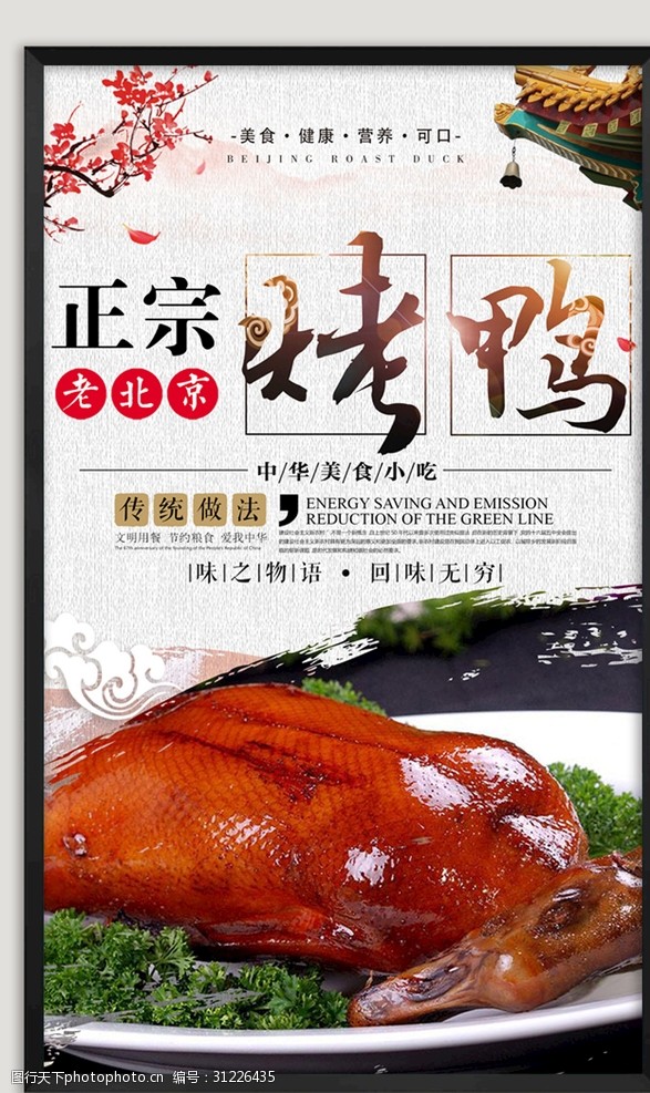 中华美食海报北京烤鸭海报
