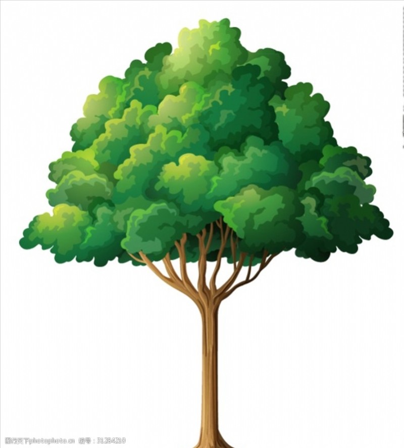 多彩的树木卡通绿色树木树林