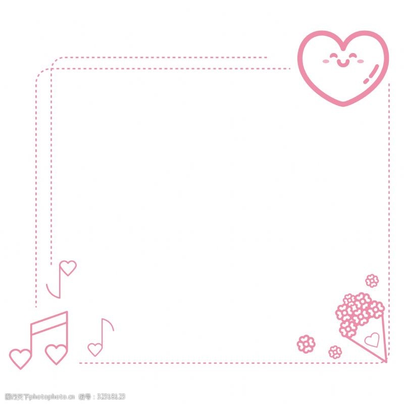 音乐美女矢量情人节浅粉色爱情音符可爱矢量边框