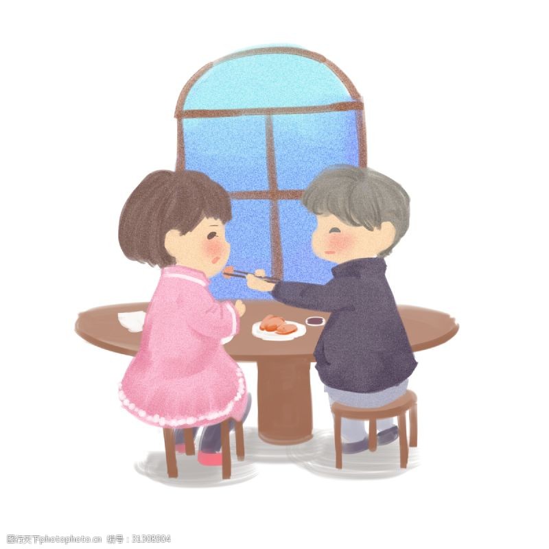 小饭桌2019农历新年小情侣窗下吃年夜饭