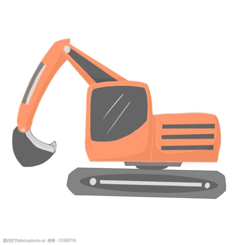 橘子工程机械挖掘机插画