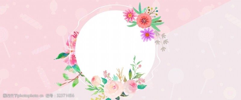 简约小清新花卉春季新品粉色背景
