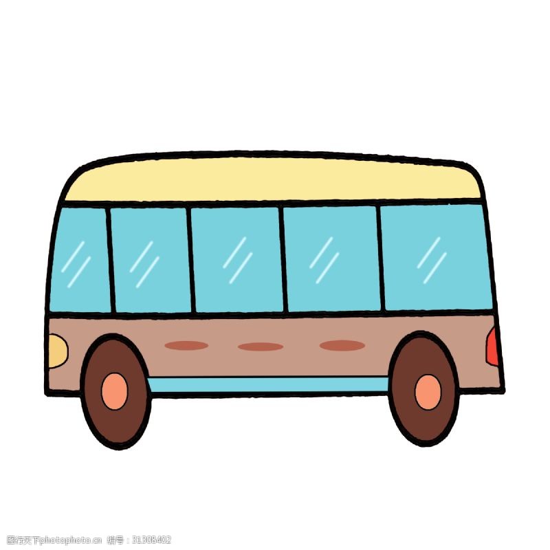 蓝色卡通公交车插画