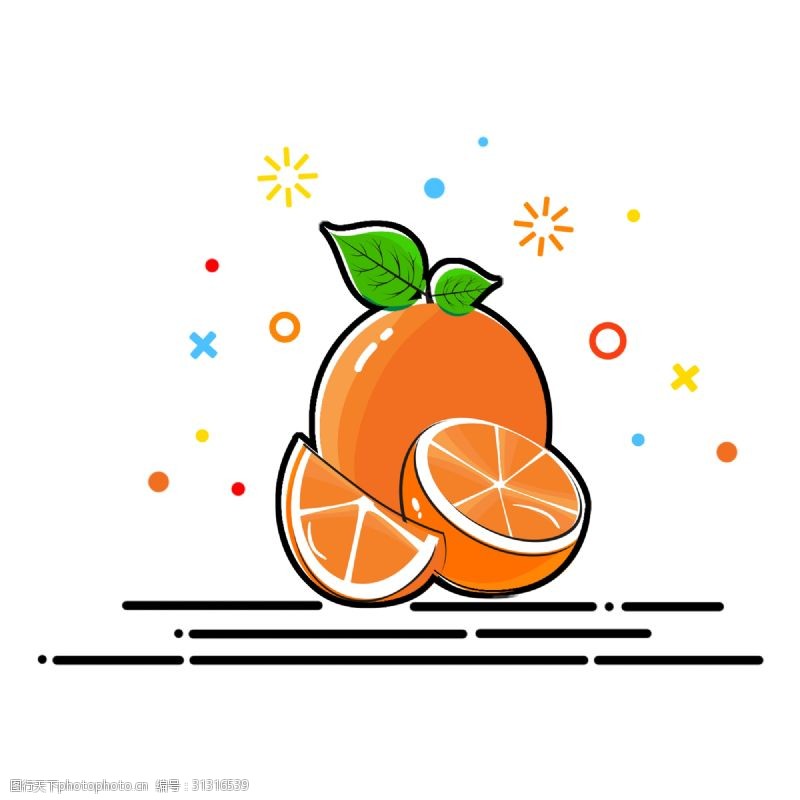 橘子手绘卡通水果橙子