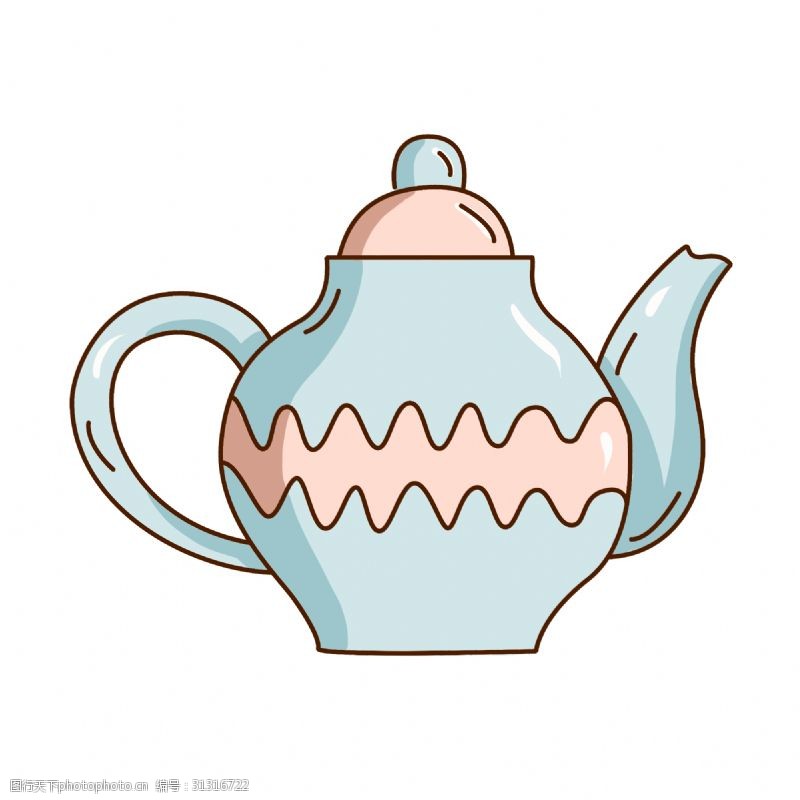 手绘曲线茶壶茶壶