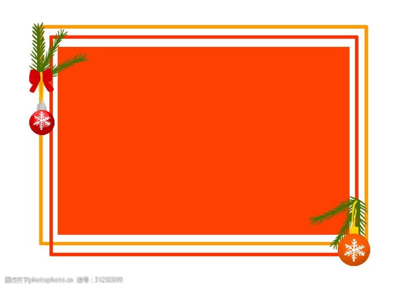 橘子手绘圣诞节橘红色边框
