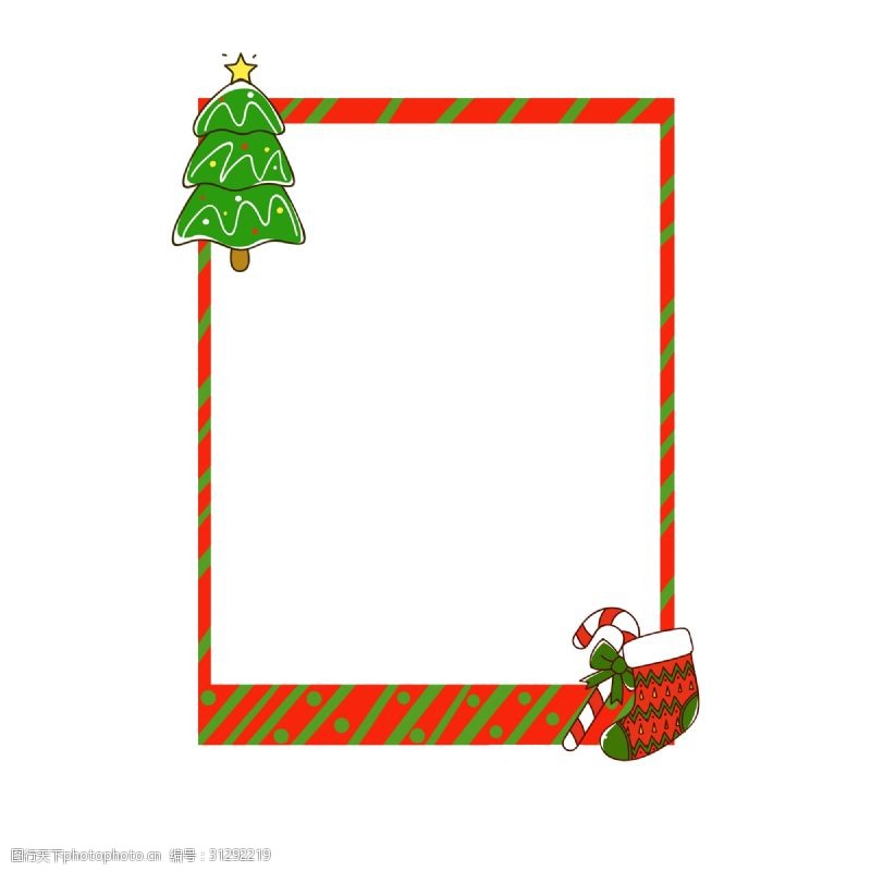 漂亮的手绘圣诞卡手绘圣诞节圣诞树边框