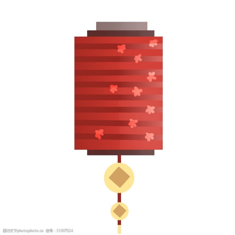 古印钱中国红色方形灯笼
