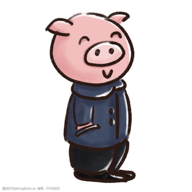小猪猪年动物可爱猪手绘插画psd