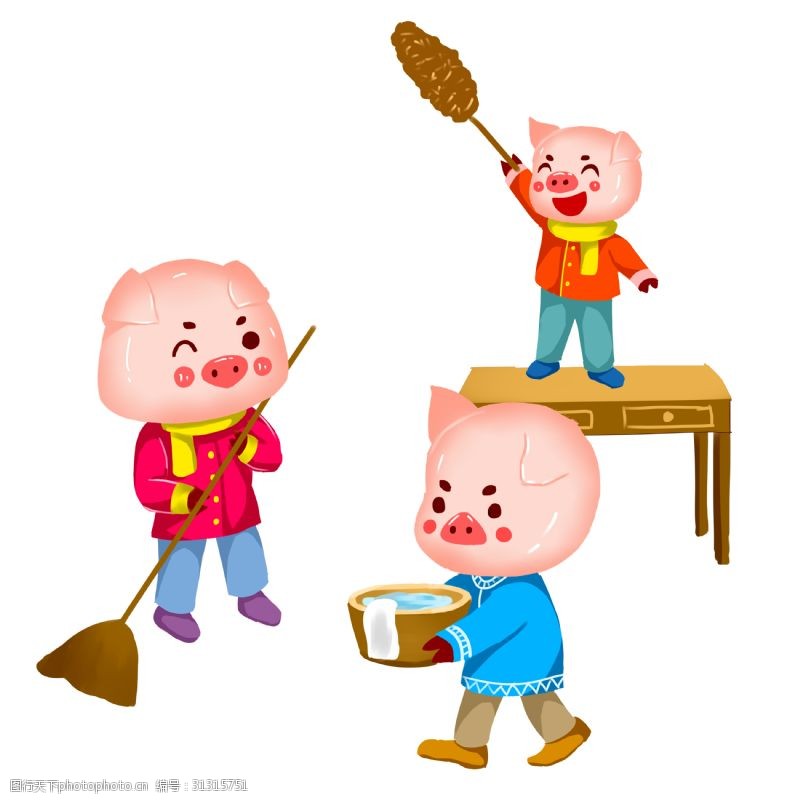 财神猪猪年卡通春节新年农历2019