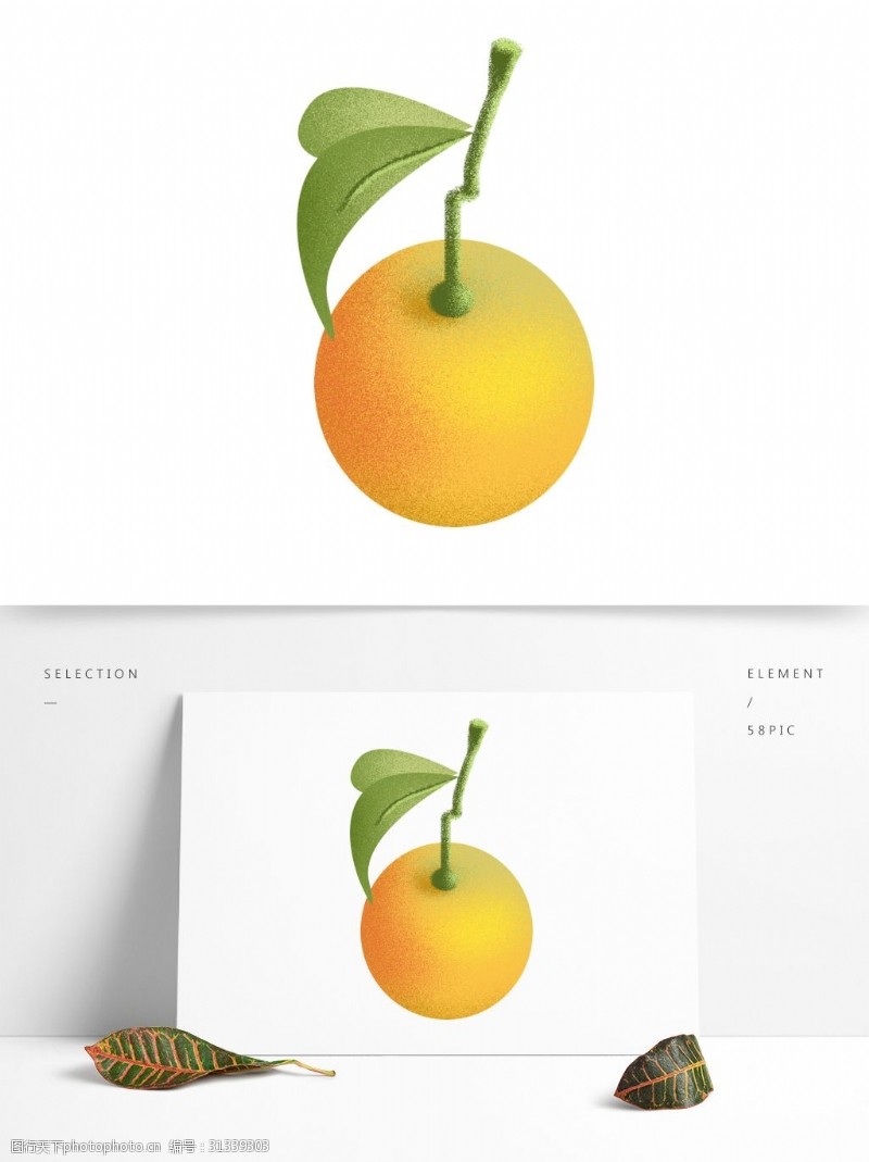 桔子卡通手绘一颗橘子设计元素