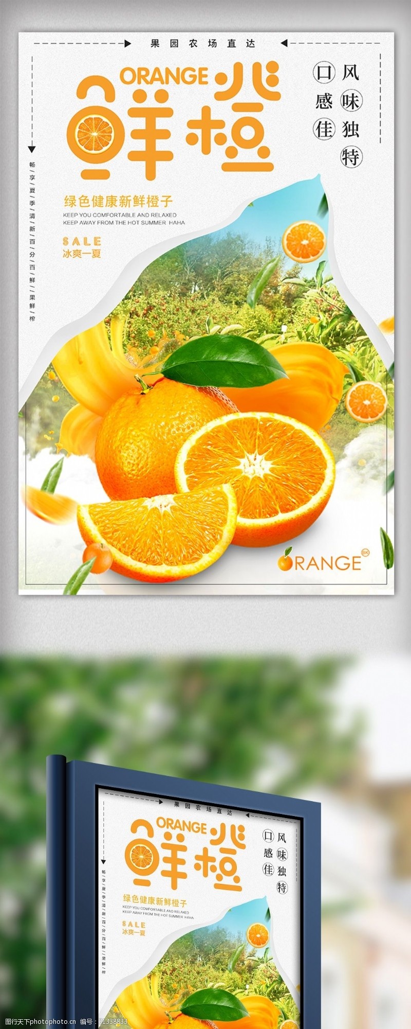 海鲜图片免费下载美味鲜橙果园脐橙食品水果海报