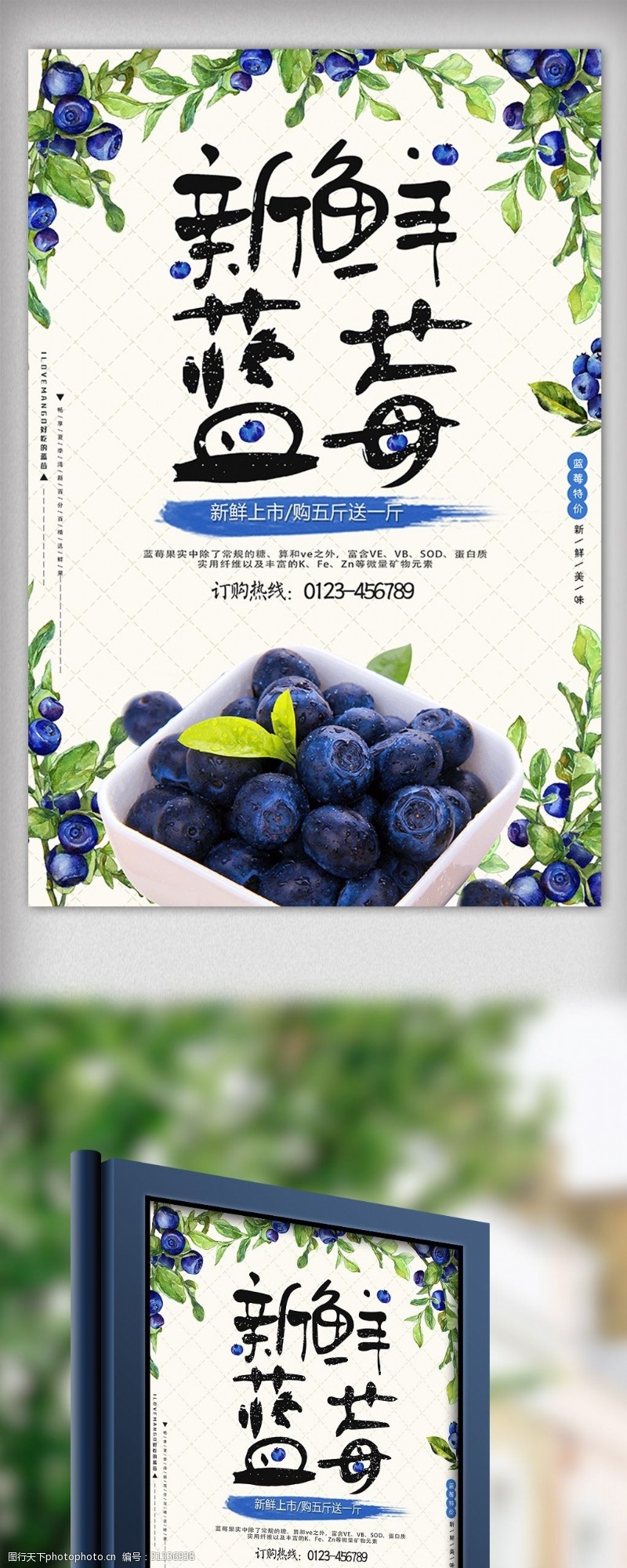 海鲜图片免费下载夏天新鲜蓝莓水果美食海报