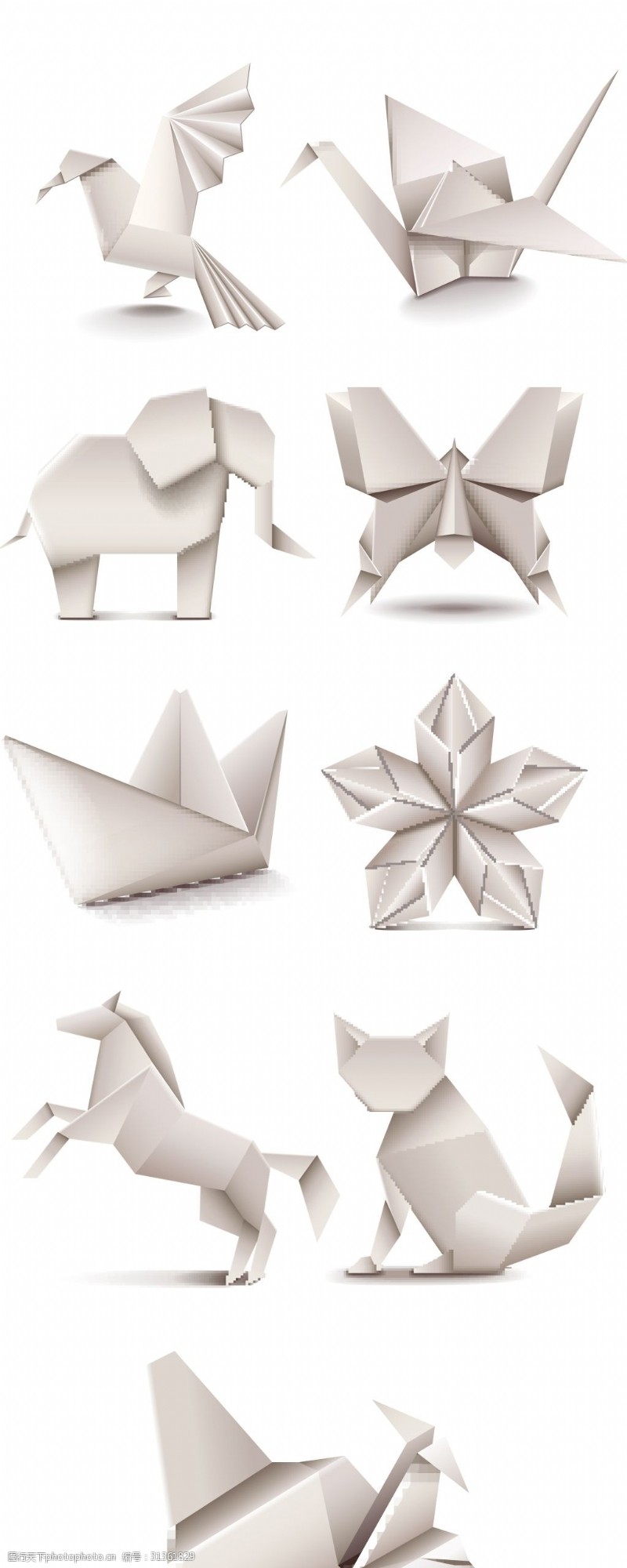 纸张折叠纸折纸折叠千纸鹤动物折纸卡通动物