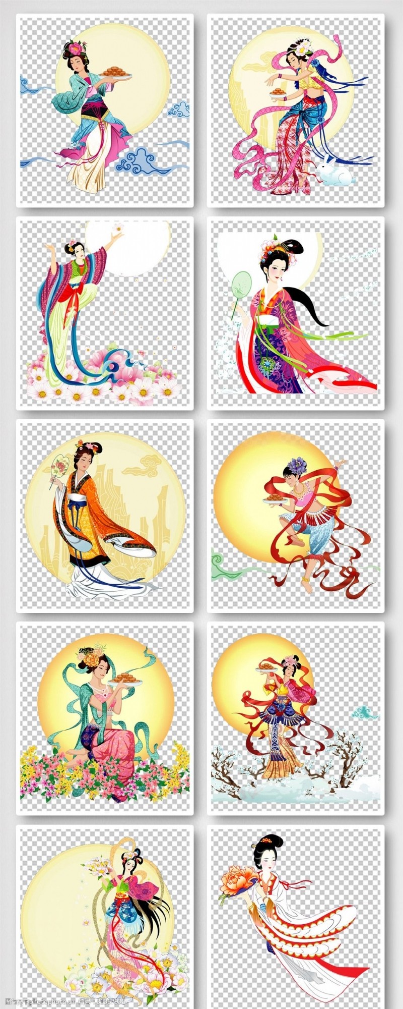 中秋节团圆卡通手绘嫦娥仙女元素