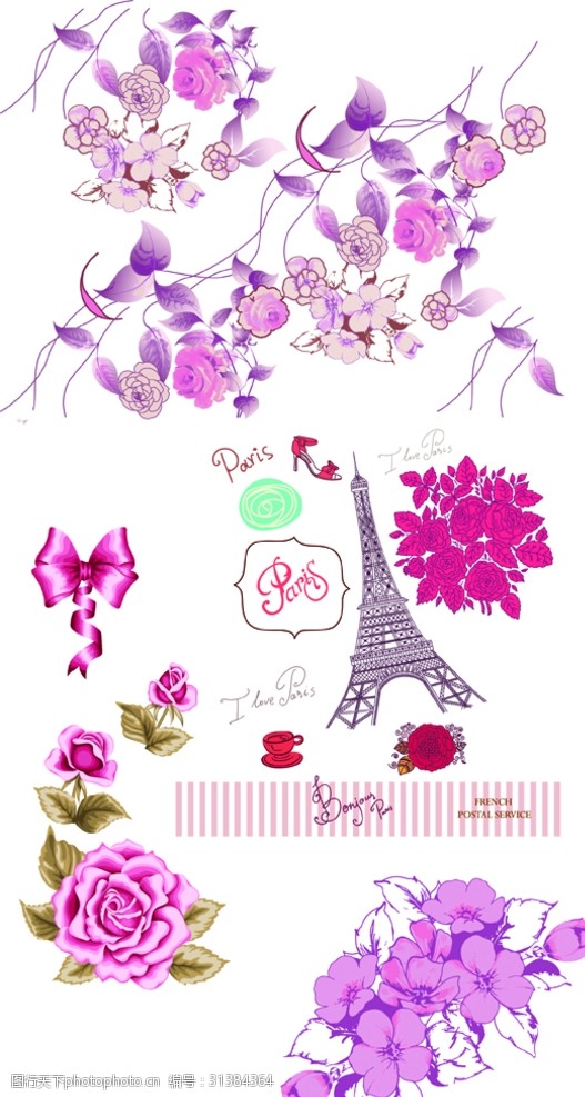 法国邮戳花卉铁塔