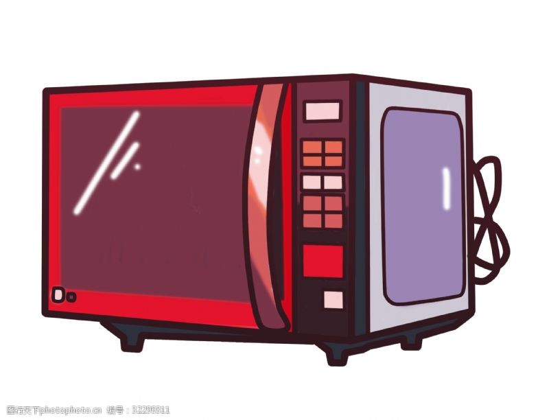 家用电器烤箱插画手绘红色微波炉插画