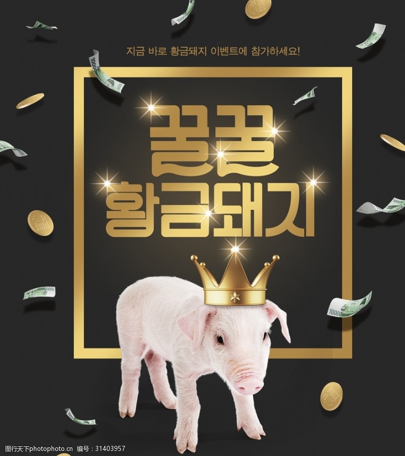 猪年购物创意金猪节日商场活动海报