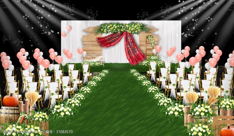 竹节椅民族系风格婚礼仪式区效果图