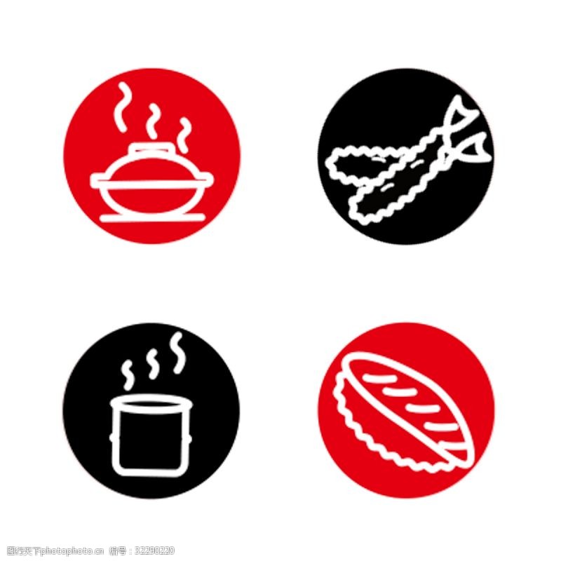 红茶红黑色日本料理图标