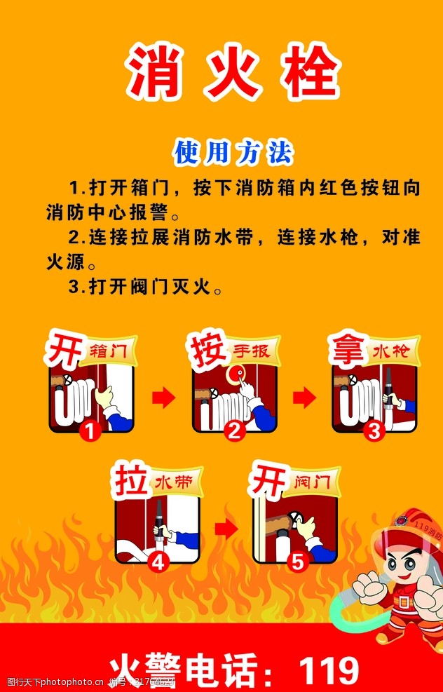 民防宣传消火栓使用方法