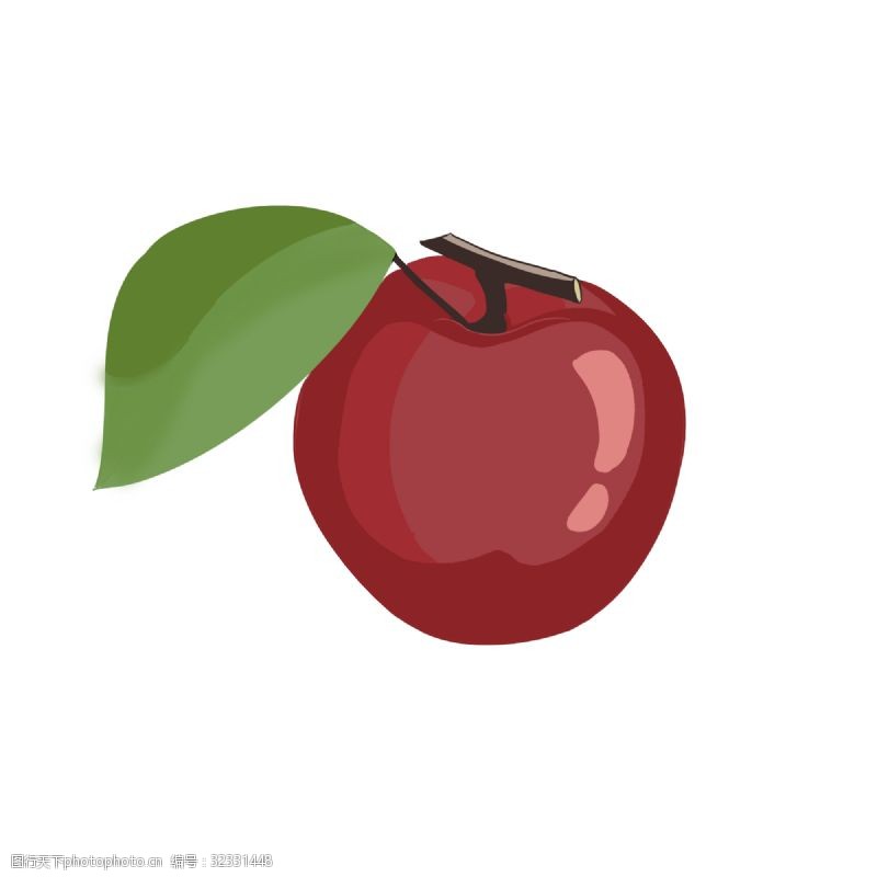 水果之王水彩手绘水果红色苹果风格