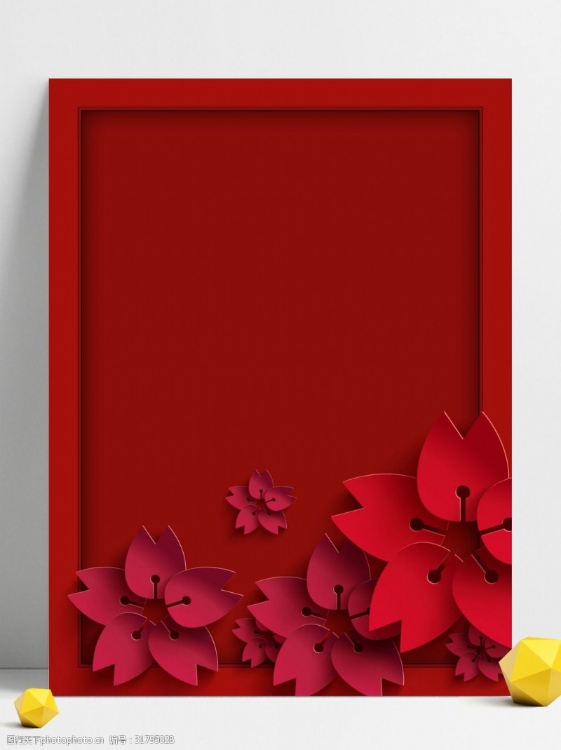 传统红色剪纸风新年红色背景设计