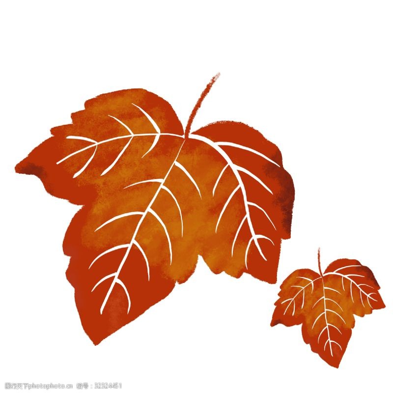 手绘绿叶素材下载秋季落叶卡通手绘素材免费下载