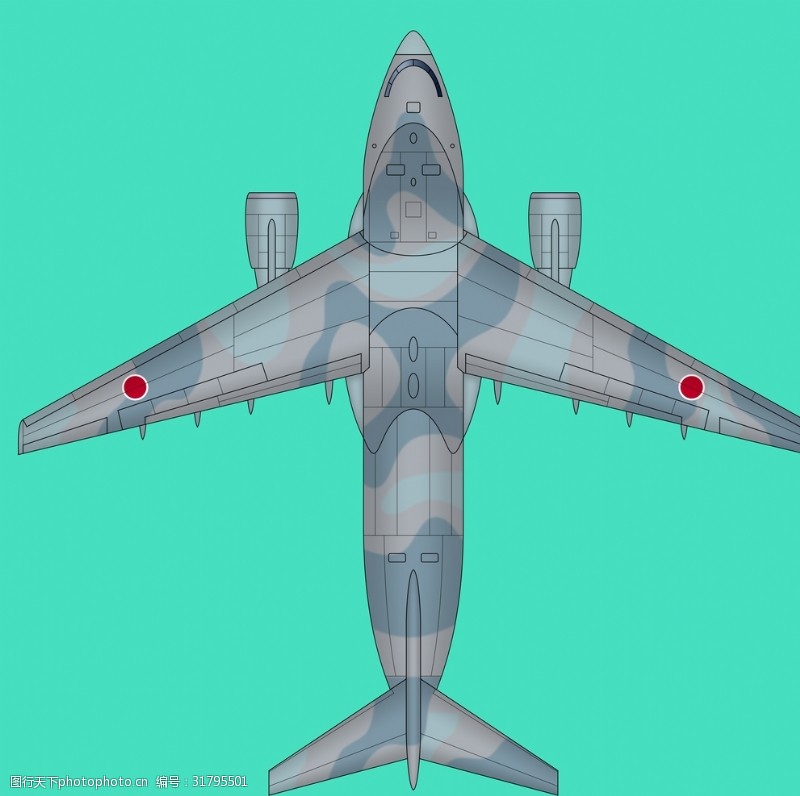 日本投降日本运输机C2俯视图分层