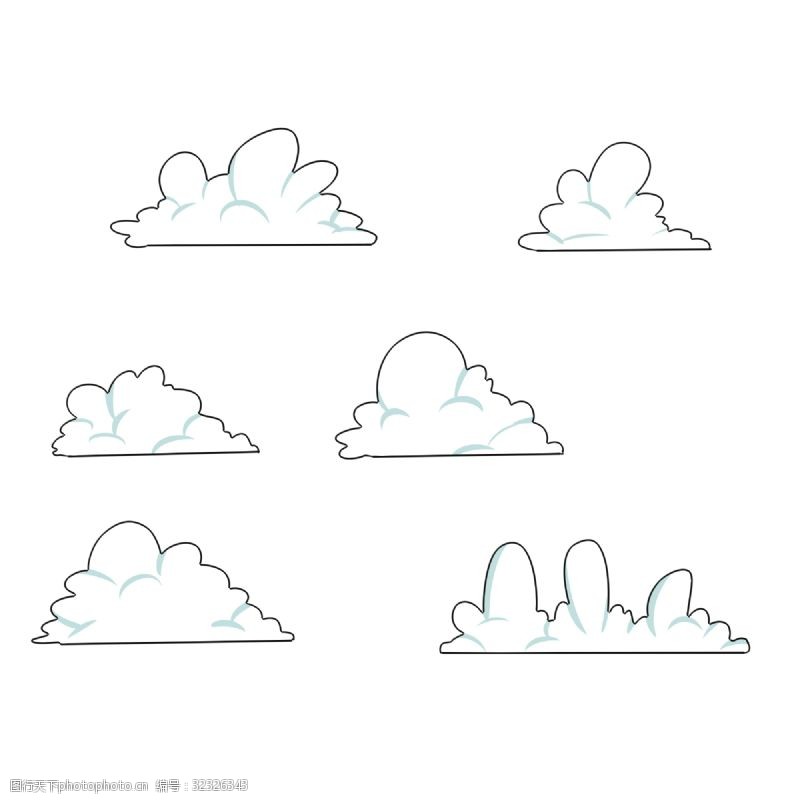 蓝色系列风格云朵手绘卡通系列