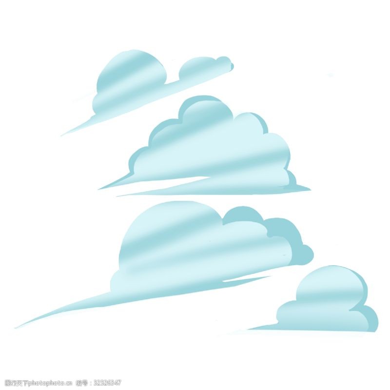 蓝色系列风格云朵手绘卡通系列