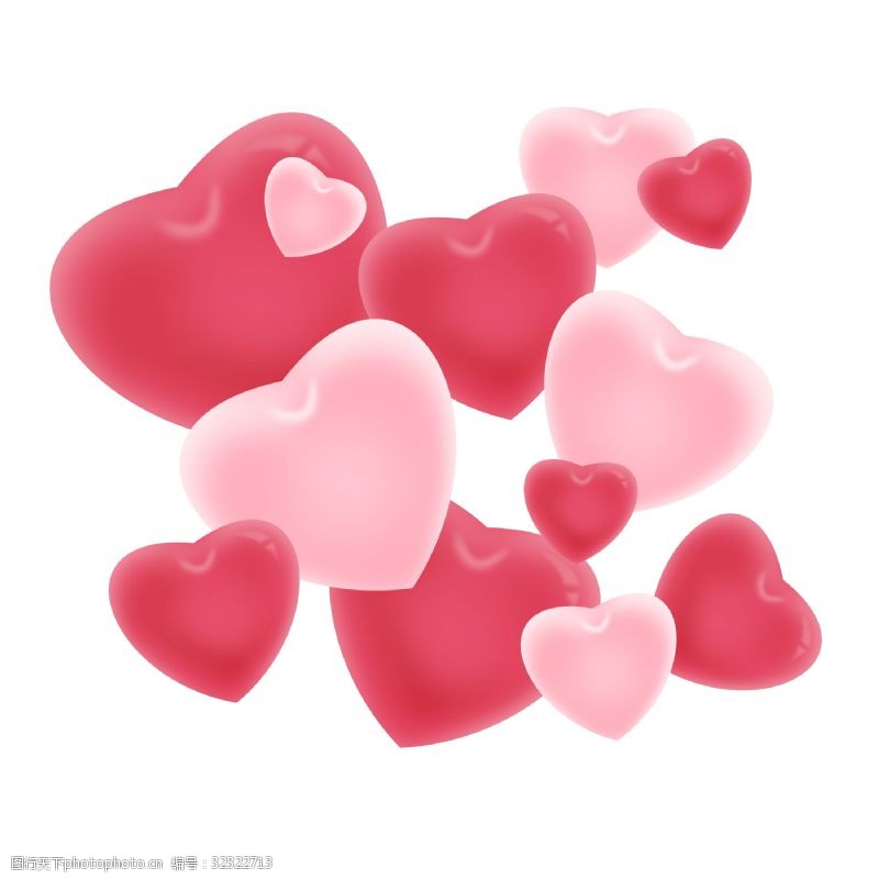 情人节爱心心形告白红色粉色淡色气球立体免扣