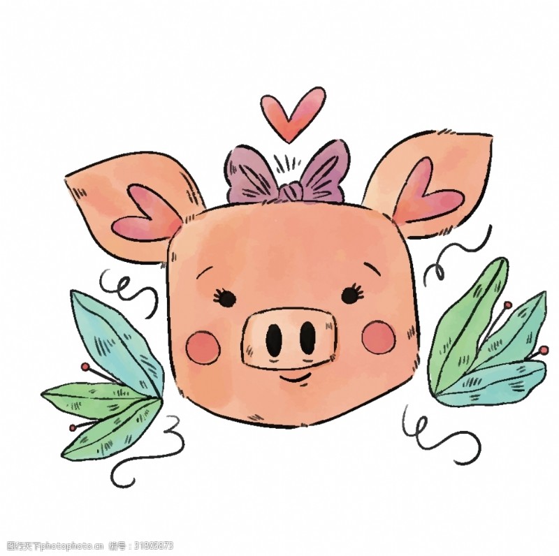 猪宝送福可爱矢量卡通猪