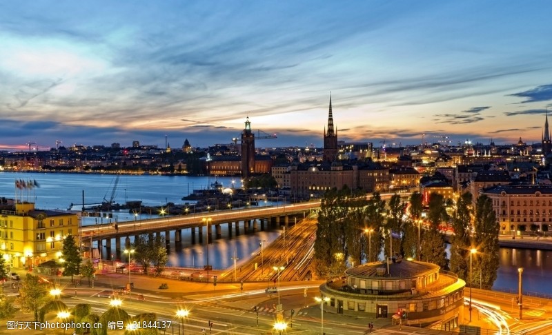 欧洲旅游欧洲建筑夜景城市风景画